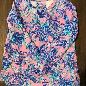 Lilly Pulitzer Pink and Blue Leaf Print Top